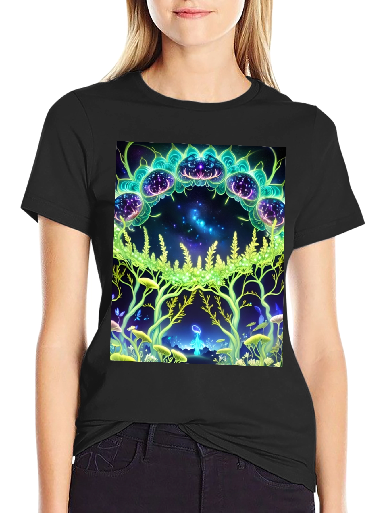 Black Mystic Forest Graphic Tee - Black view 2