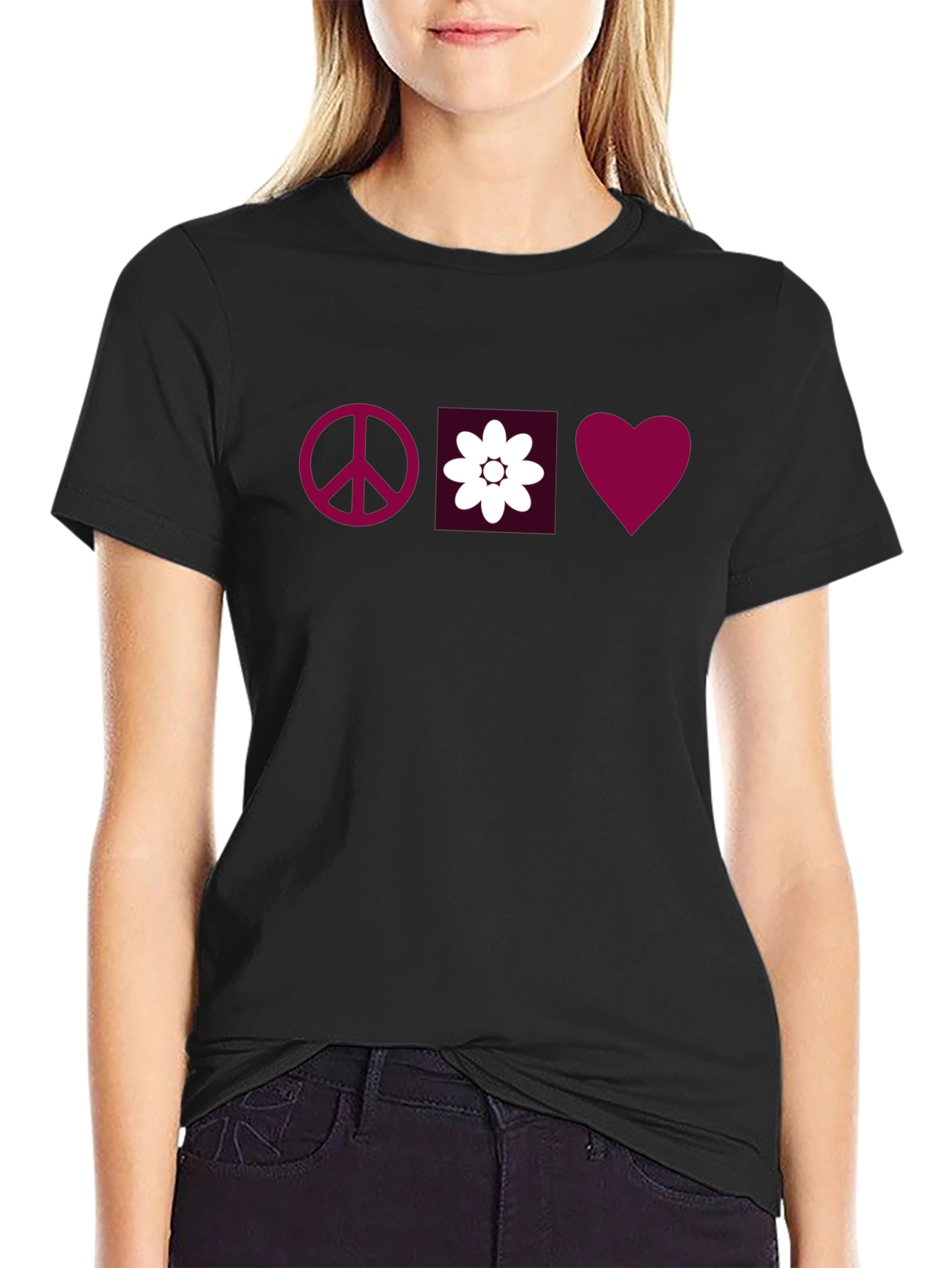 Black Peace, Love & Flowers Graphic Tee view 2