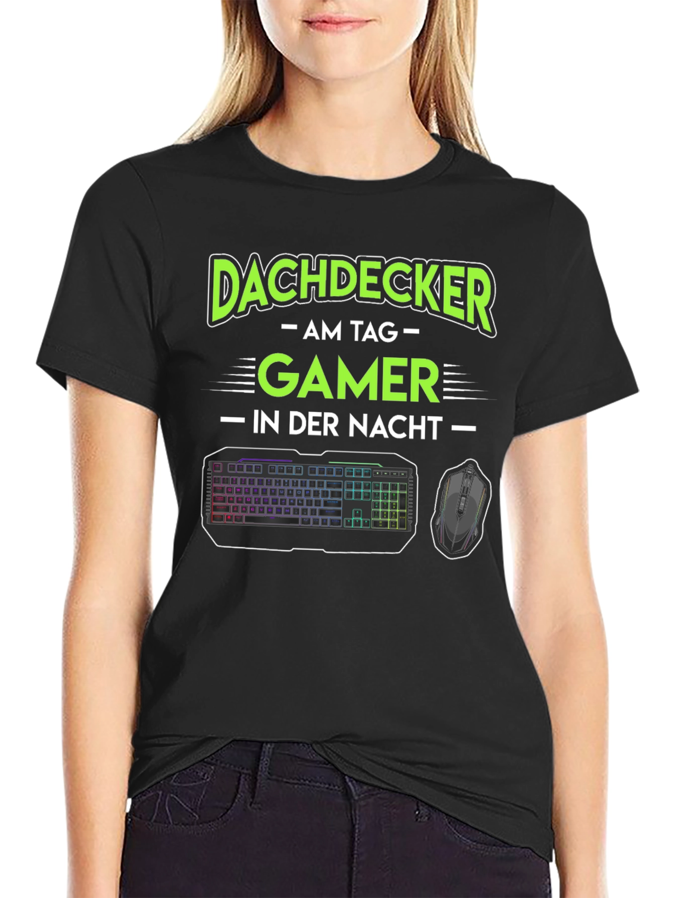 Black Dachdecker Gamer Black T-Shirt view 2