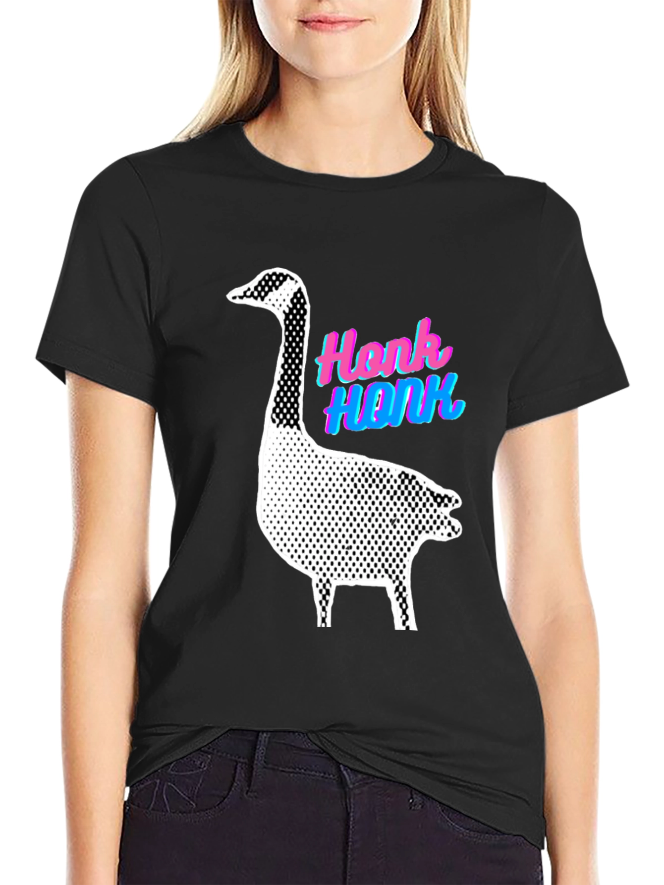 Black Honk Goose Graphic Tee - Quirky Animal Lover Shirt view 2