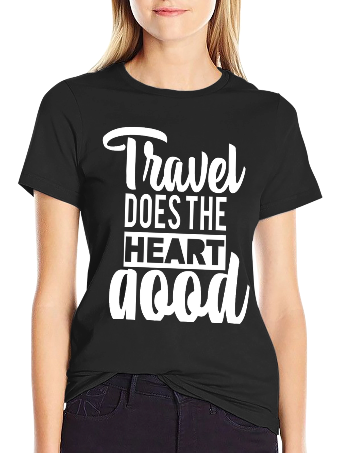 Black Travel Does the Heart Good Black Graphic Tee view 2