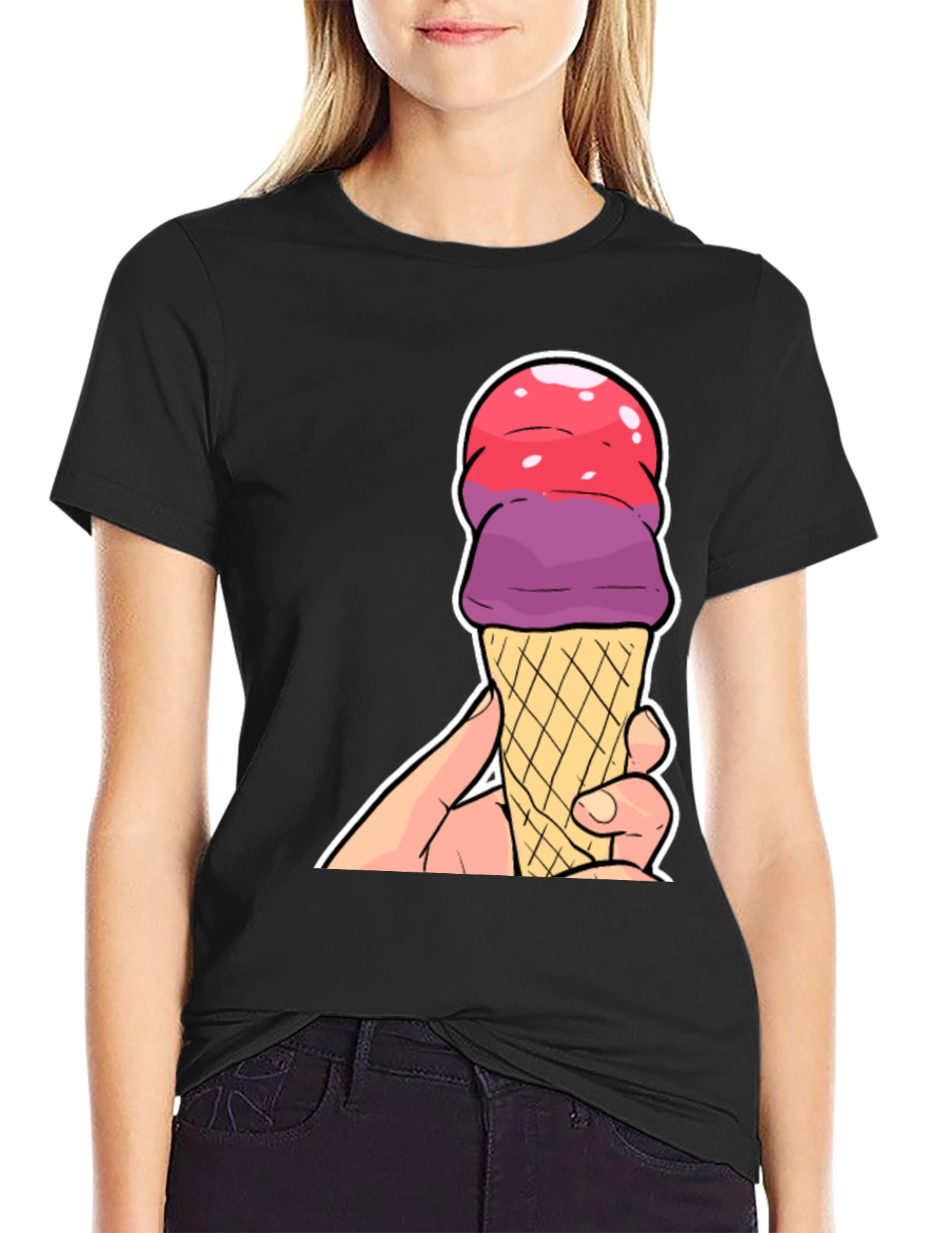 Black Ice Cream Cone Graphic T-Shirt view 2