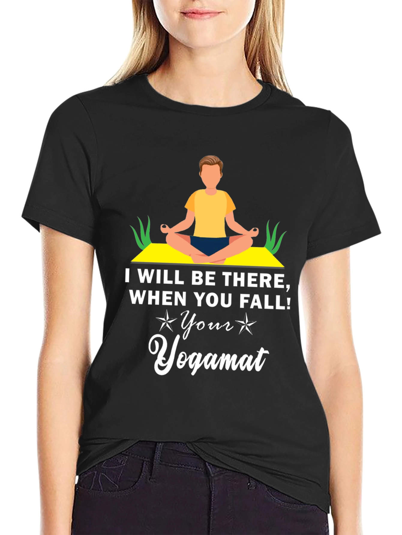 Black Yoga Mat T-Shirt - Funny Yogi Gift view 2