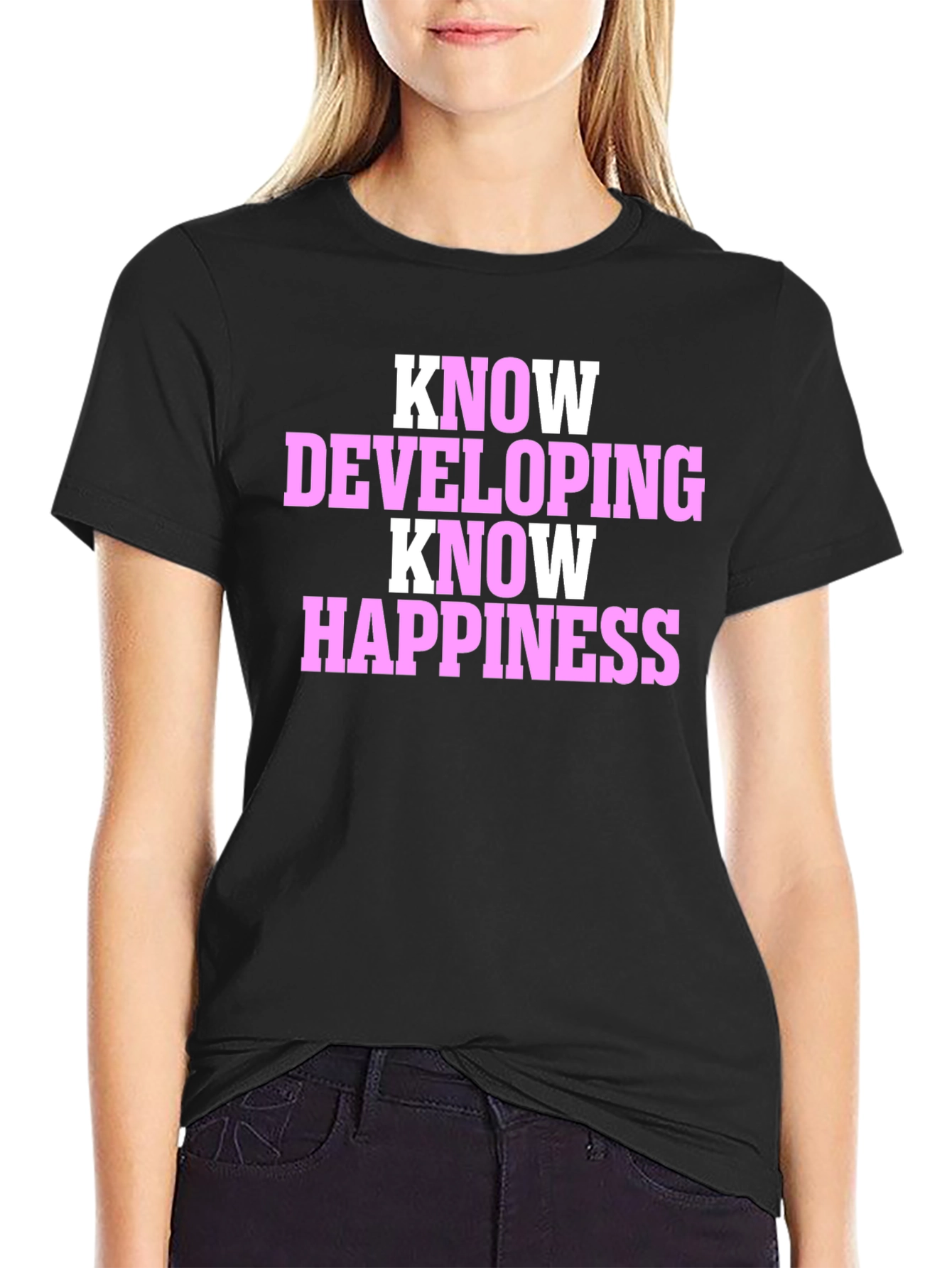 Black Know Developing Happiness T-Shirt view 2
