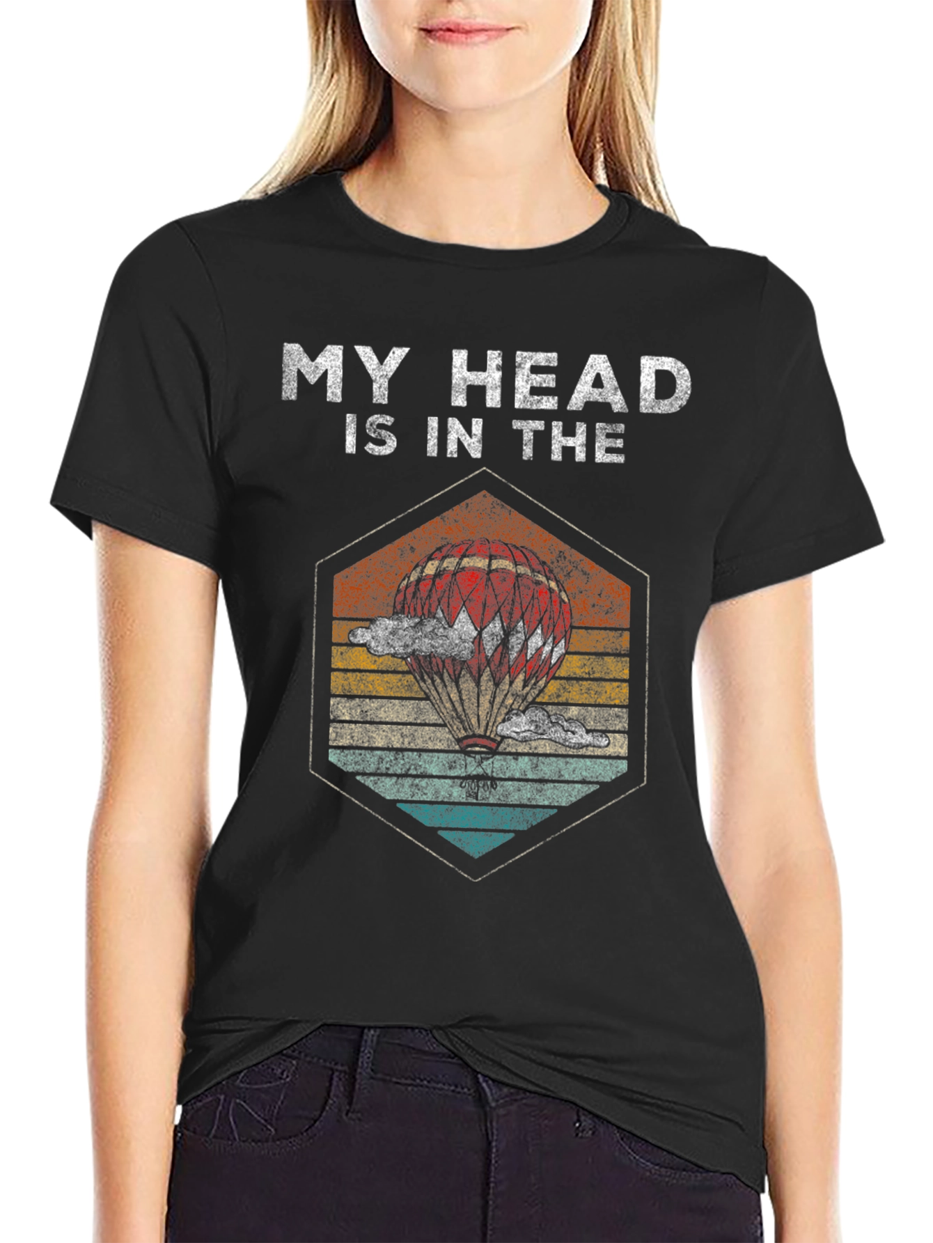 Black My Head Is In The Clouds T-Shirt Balloon Design view 2