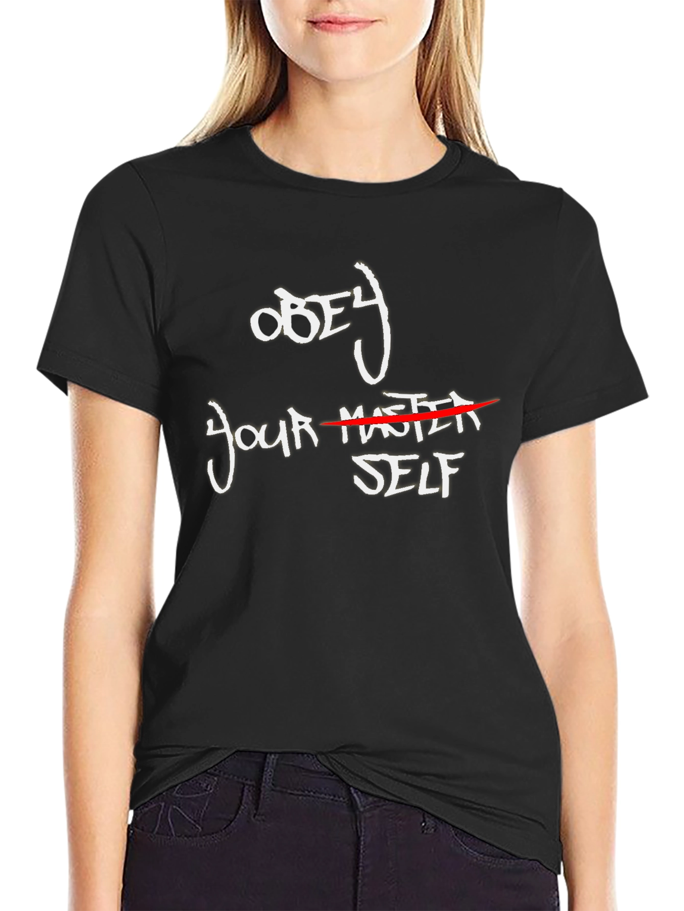 Black Obey Yourself Graphic T-Shirt - Black Cotton Tee view 2