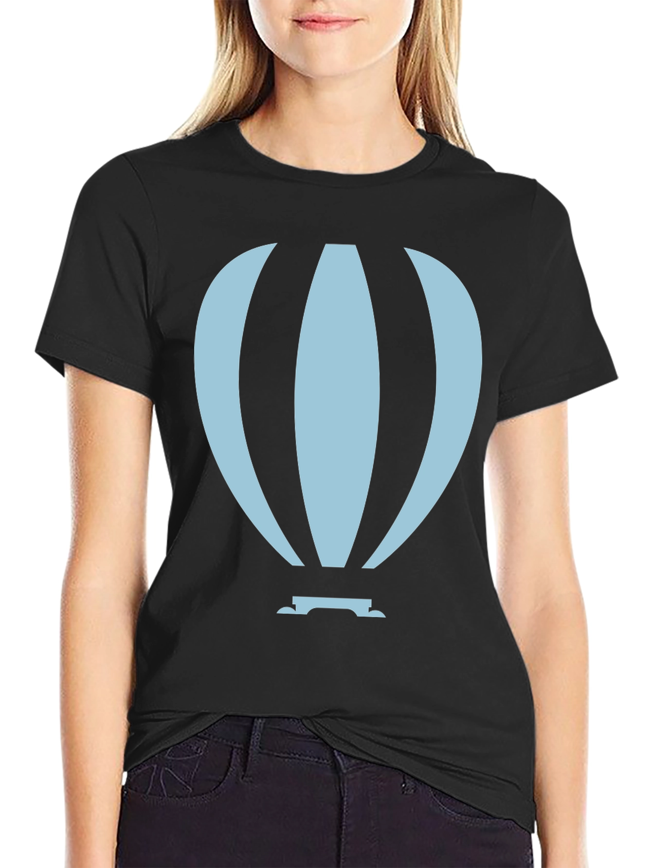 Black Hot Air Balloon Graphic Tee - Black Cotton Blend view 2