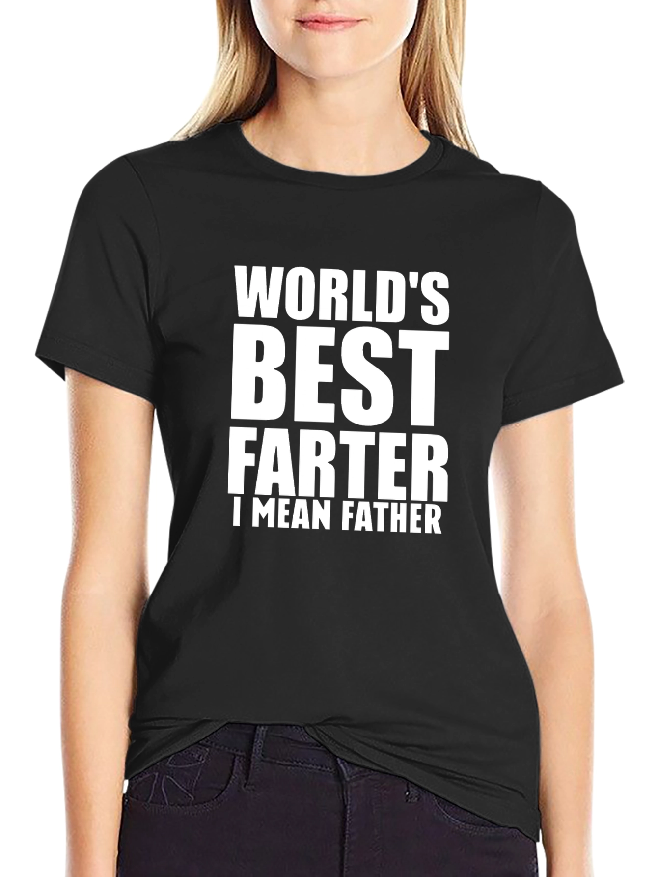 Black World's Best FARTER I MEAN FATHER Black T-Shirt view 2