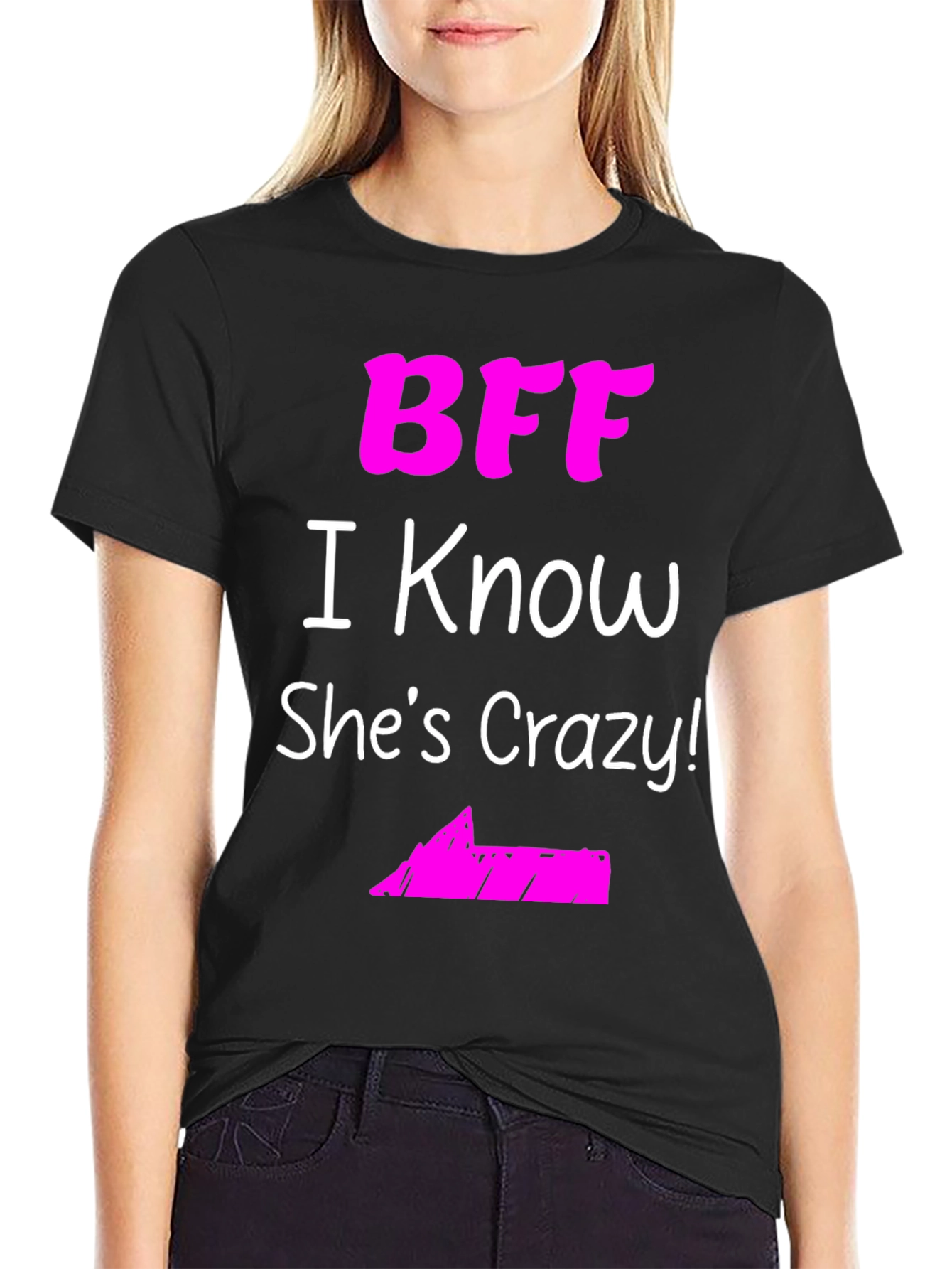 Black BFF She's Crazy! Black Graphic Tee view 2
