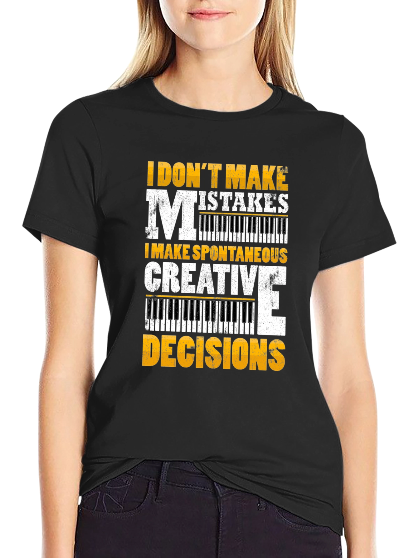 Black Funny Musician T-Shirt: I Don't Make Mistakes view 2