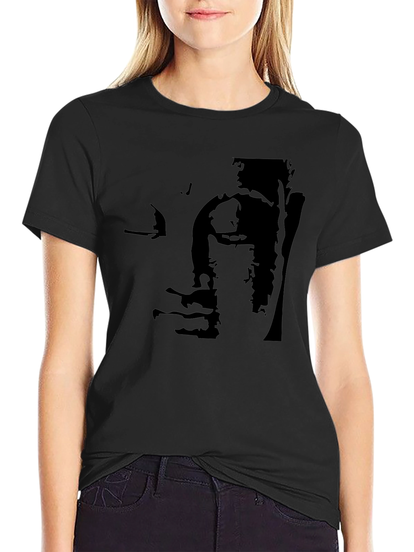 Black Abstract Buddha Graphic Black T-Shirt view 2