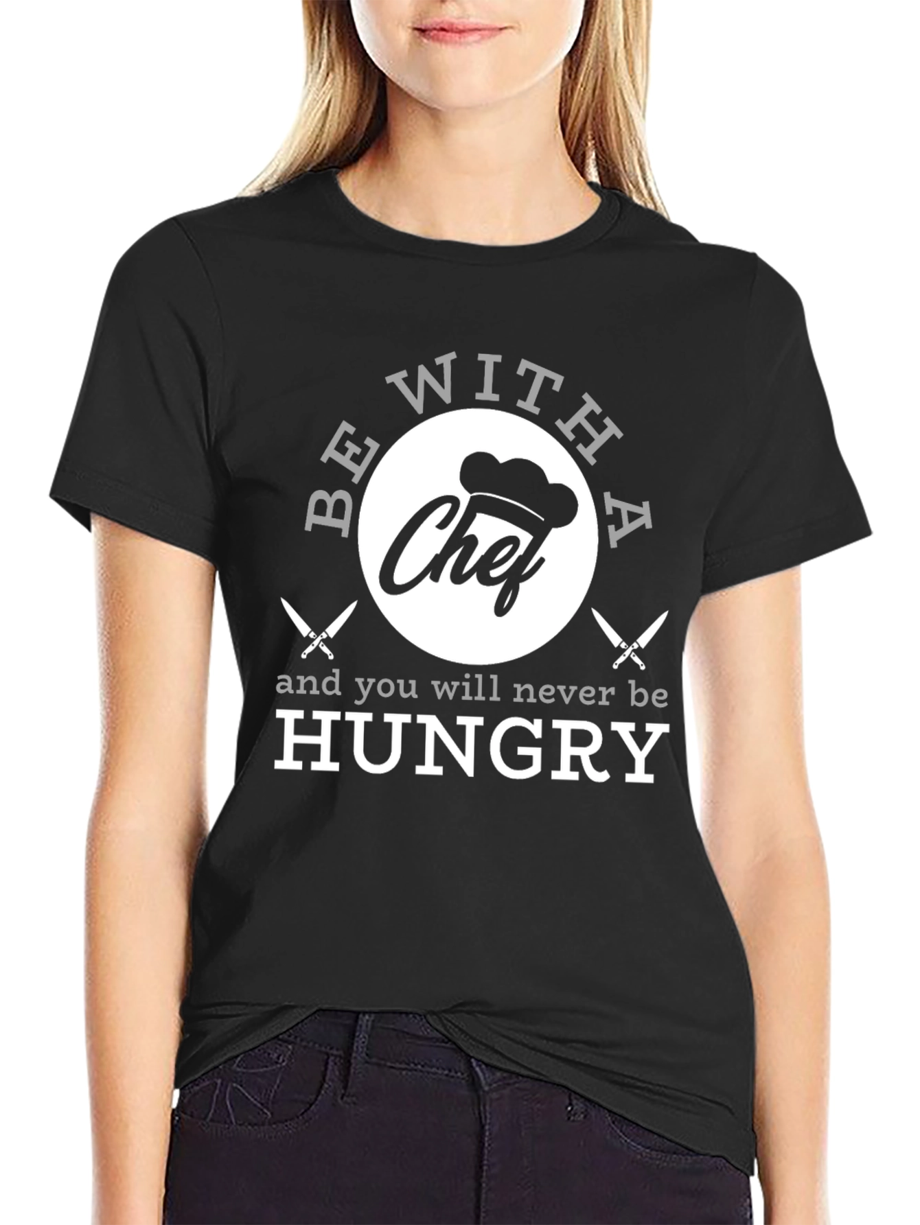 Black Funny Chef T-Shirt - Be With A Chef! view 2