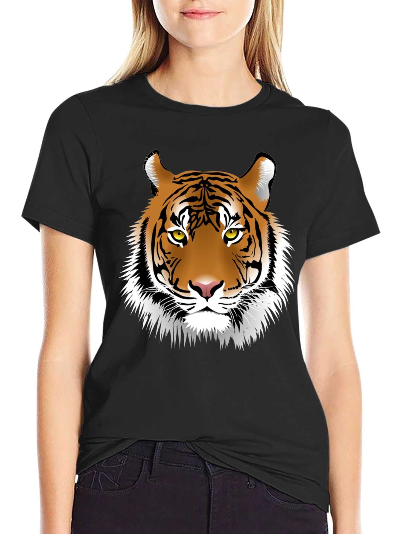 Black Tiger Graphic Tee - Black Animal Print T-Shirt view 2