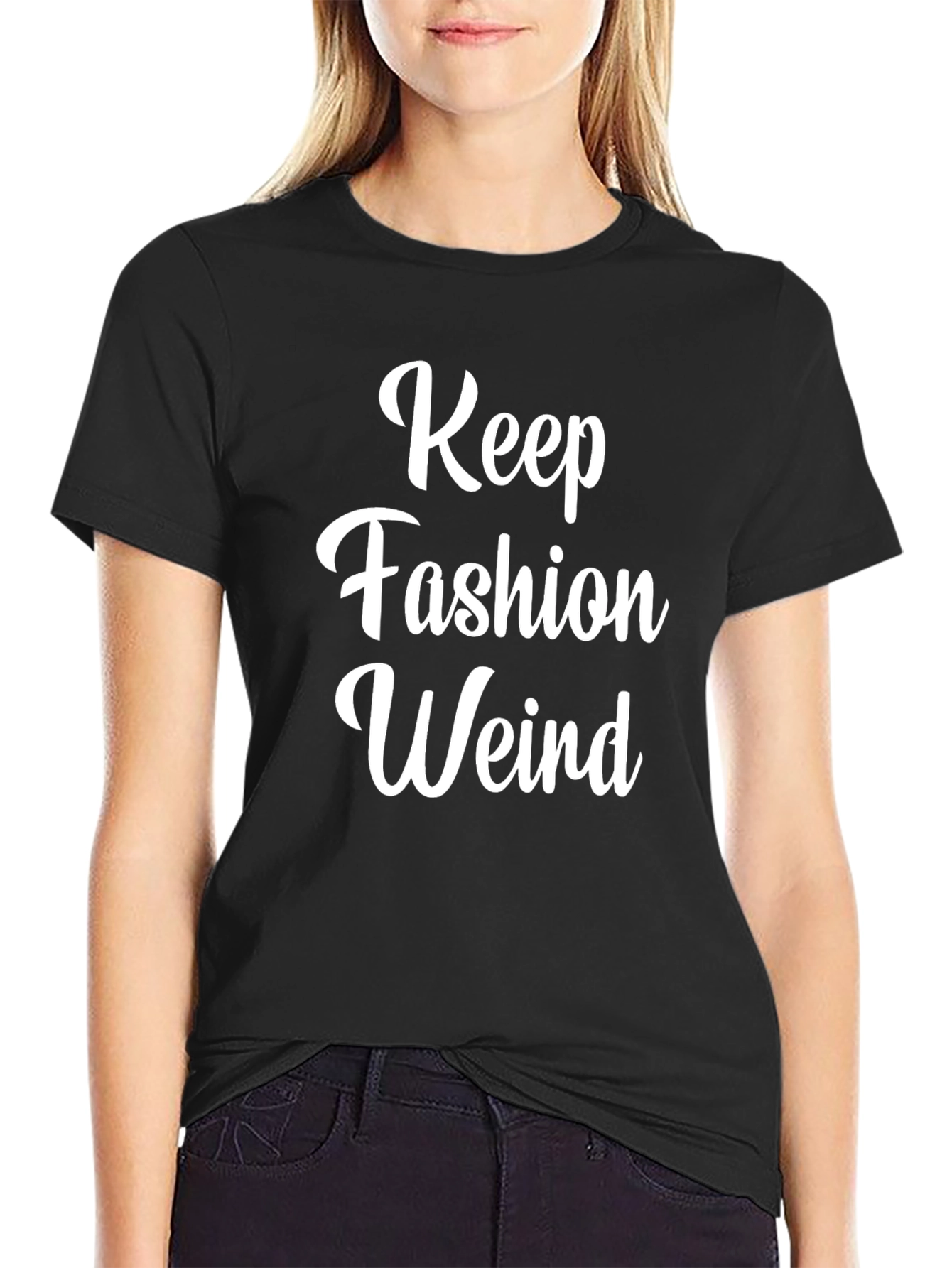 Black Keep Fashion Weird Graphic Tee - Stylish Black T-Shirt view 2