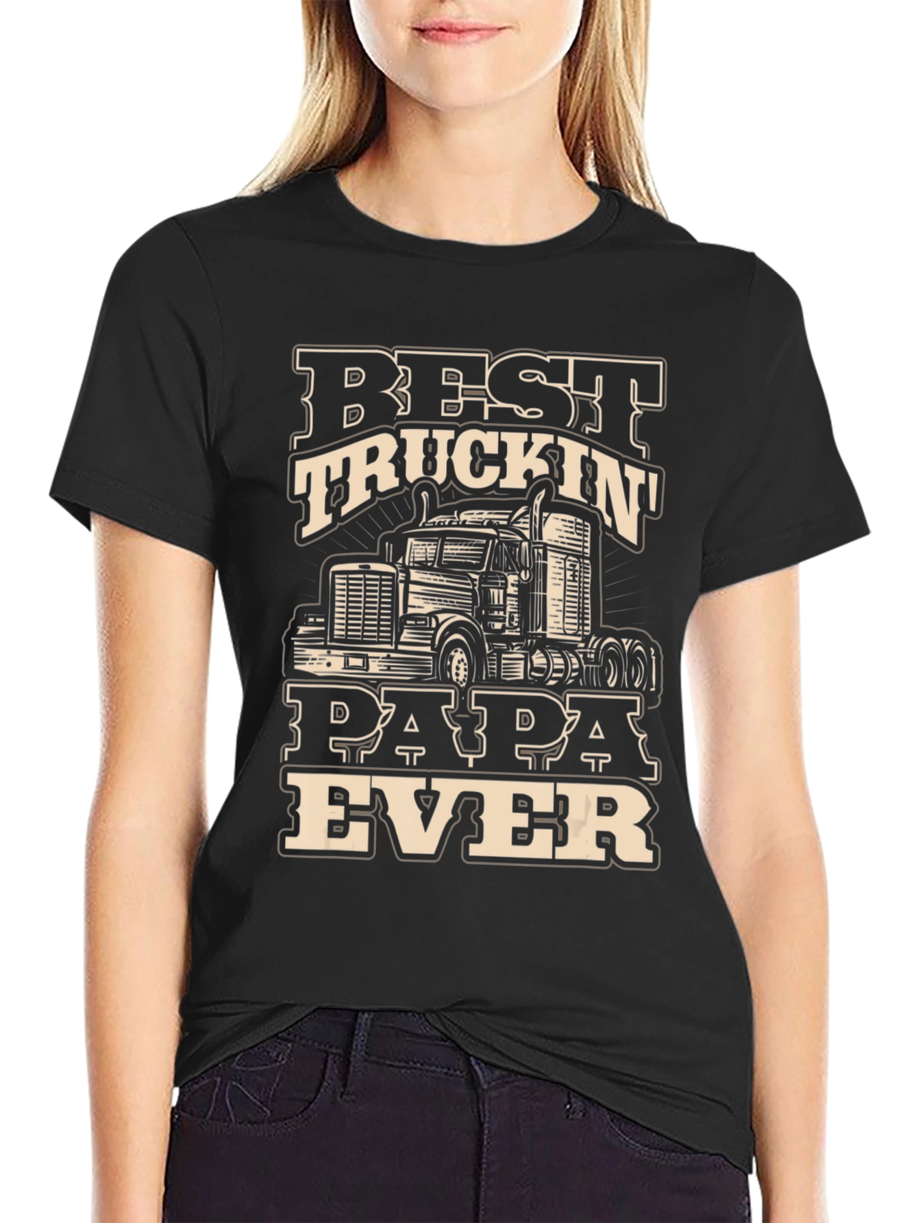 Black Best Truckin' Papa Ever T-Shirt view 2