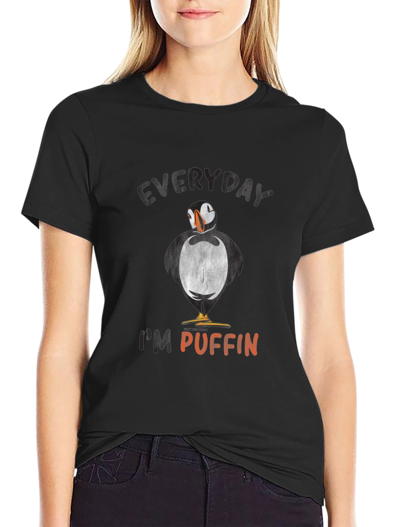 Black Everyday I'm Puffin' Graphic Tee view 2
