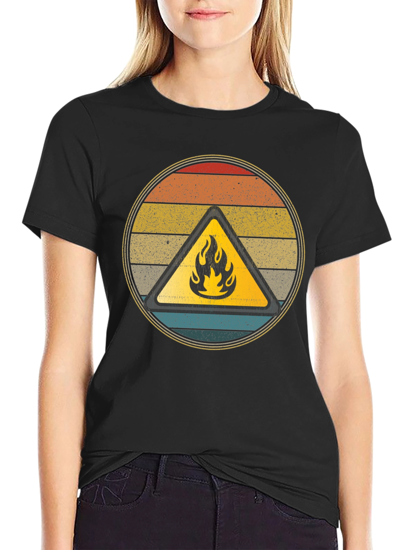 Black Retro Fire Hazard Graphic Tee view 2