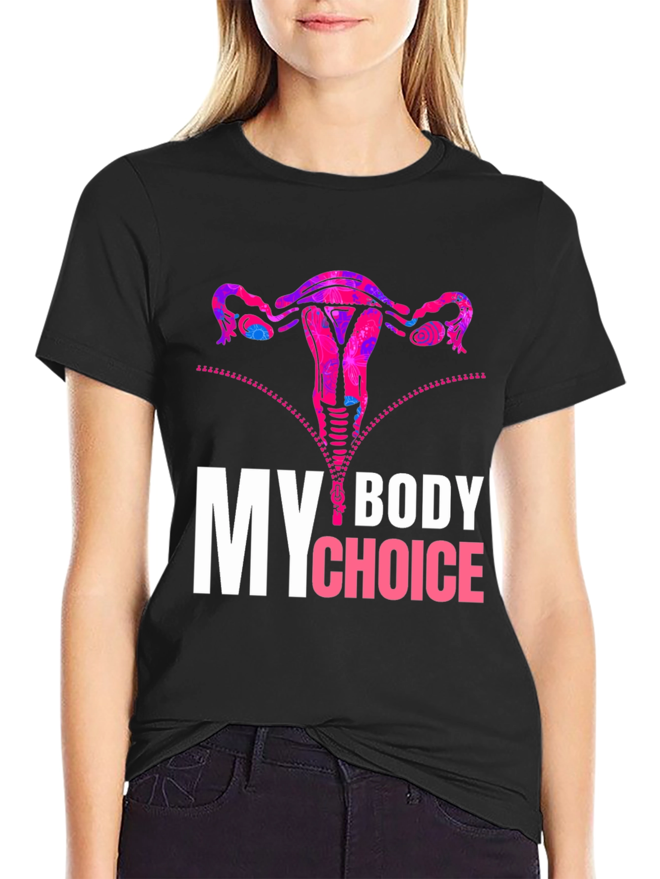 Black My Body My Choice Uterus Graphic Tee view 2