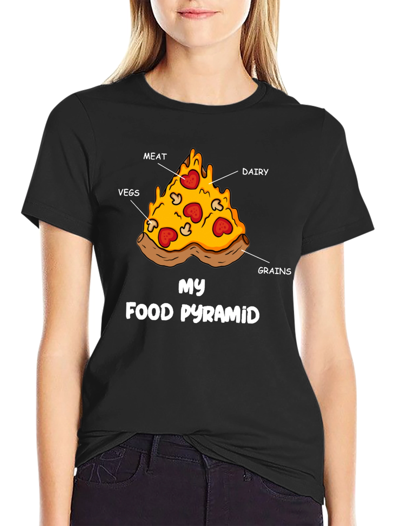 Pizza Food Pyramid Graphic T-Shirt - Funny Foodie Tee - 2