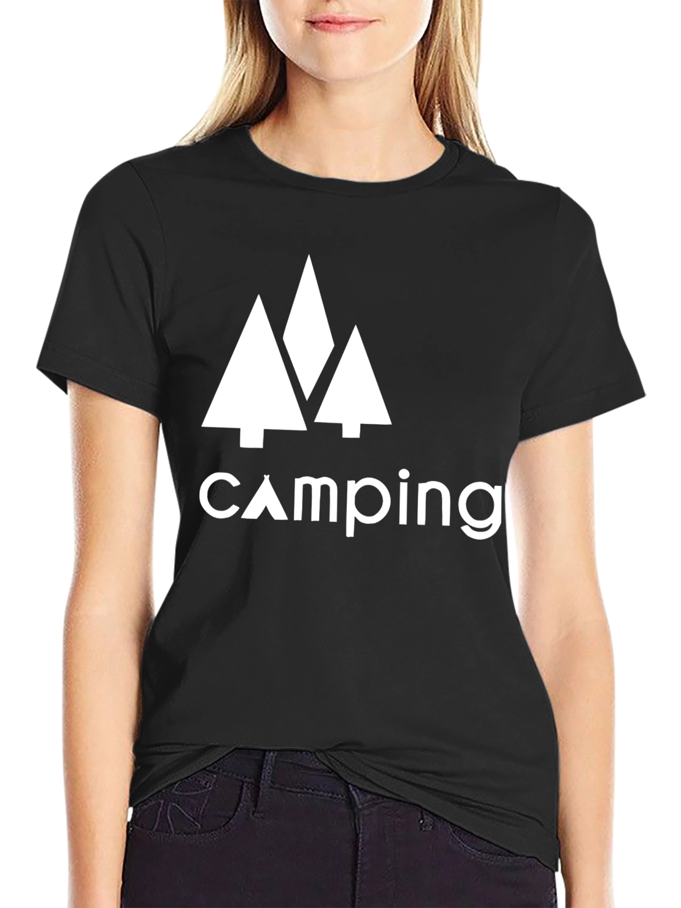 Black Camping Trees Graphic Tee - Adventure Awaits! view 2