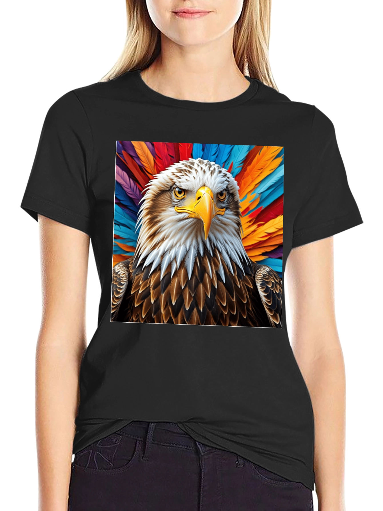 Black Eagle Graphic Tee - Bold Feathered Design view 2