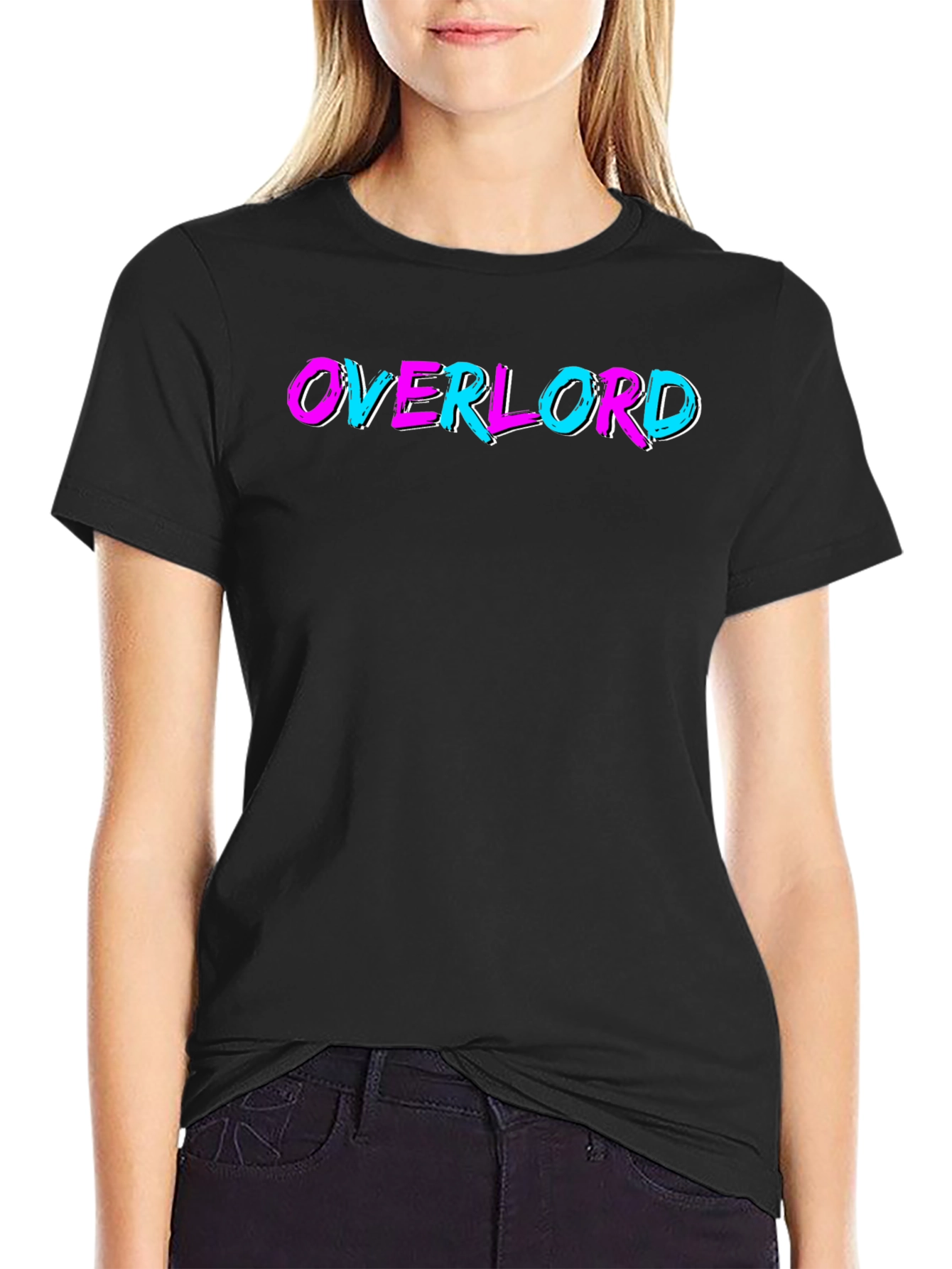 Black Overlord Graphic Tee - Black Cotton T-Shirt view 2