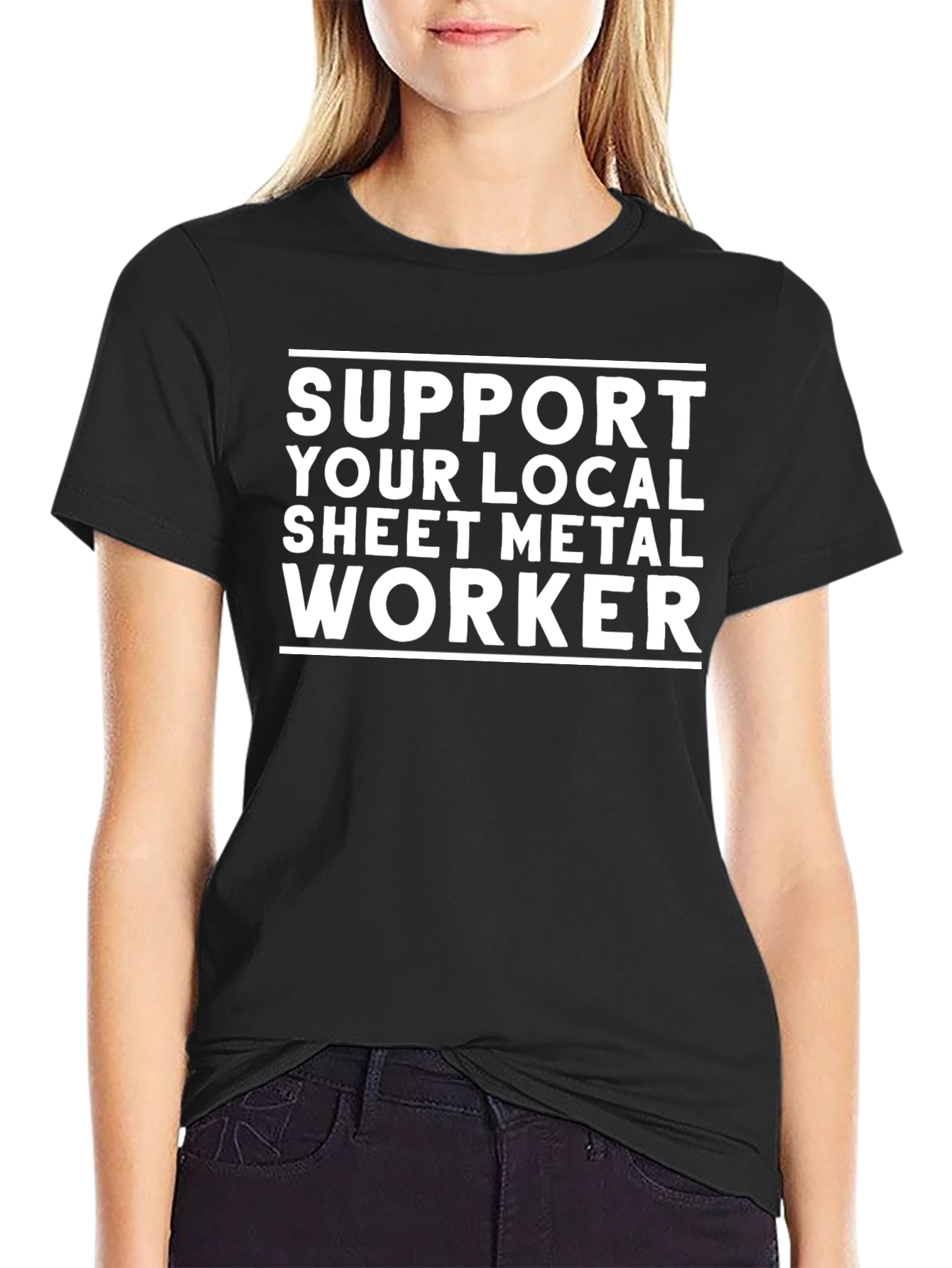 Black Support Local Sheet Metal Worker Tee view 2