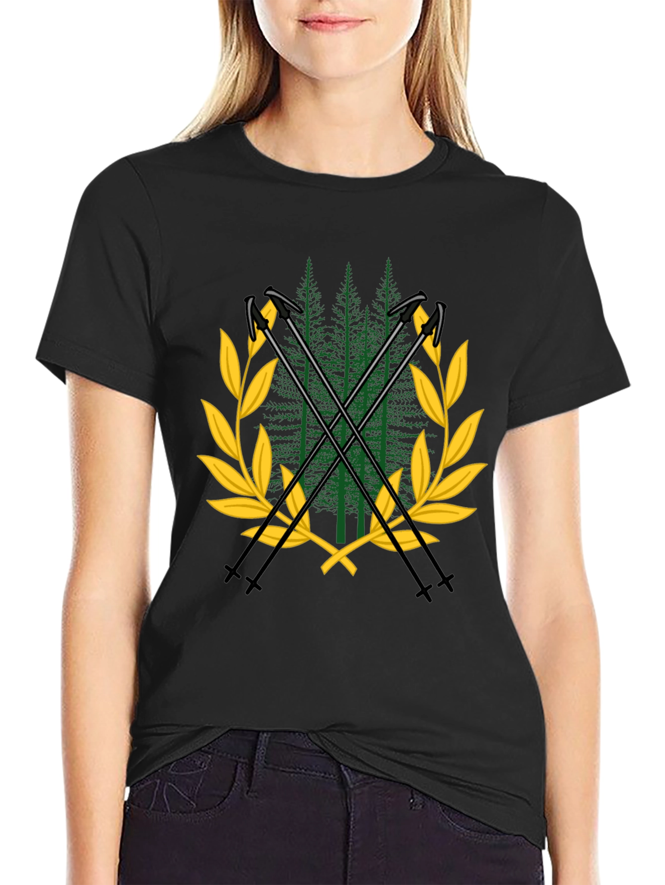 Black Forest Crest Tee - Nature Inspired Black T-Shirt view 2
