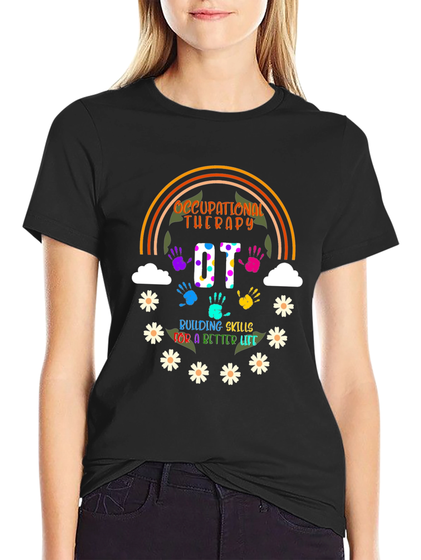 Black Occupational Therapy T-Shirt view 2