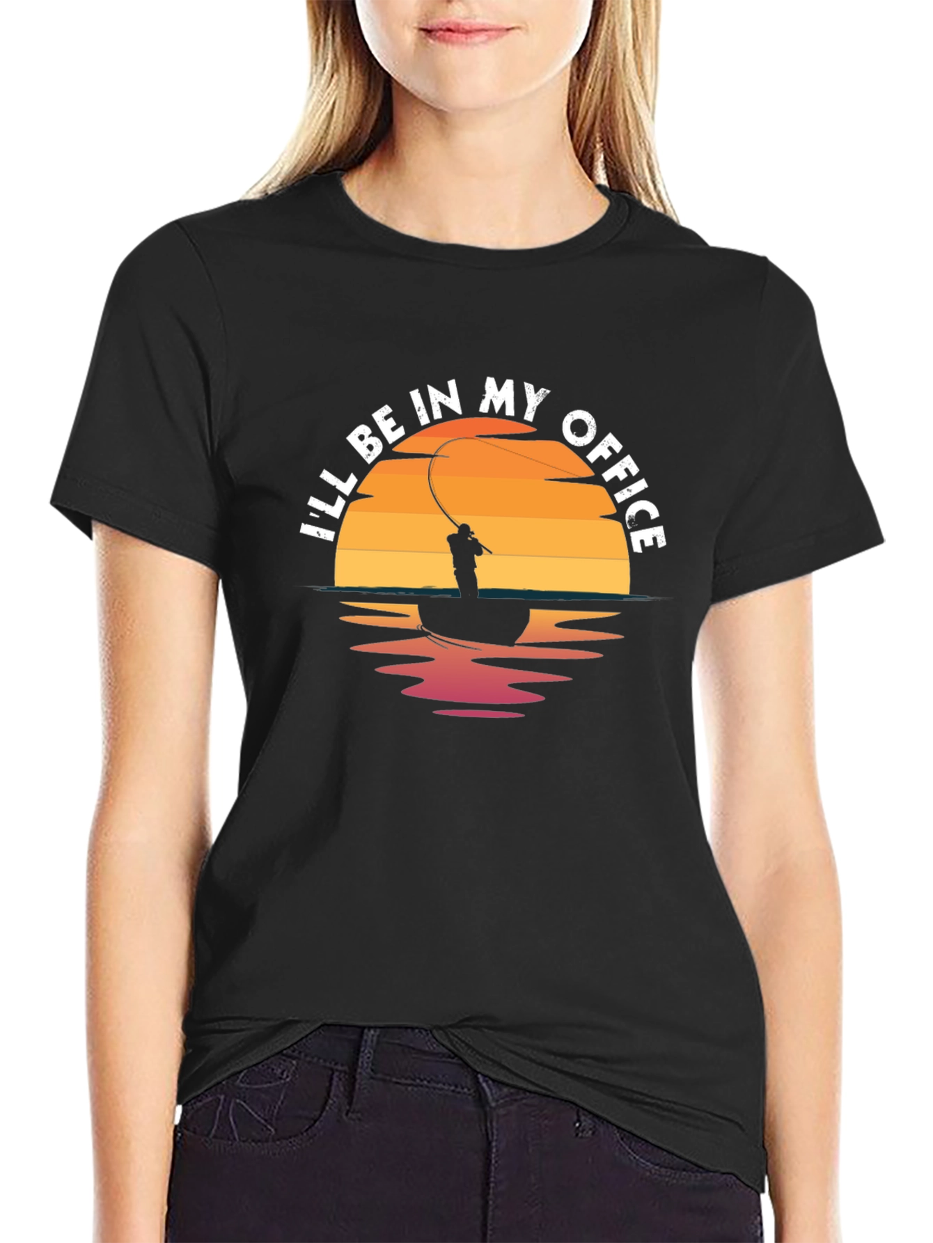 Black Fishing T-Shirt: I'll Be In My Office Tee view 2