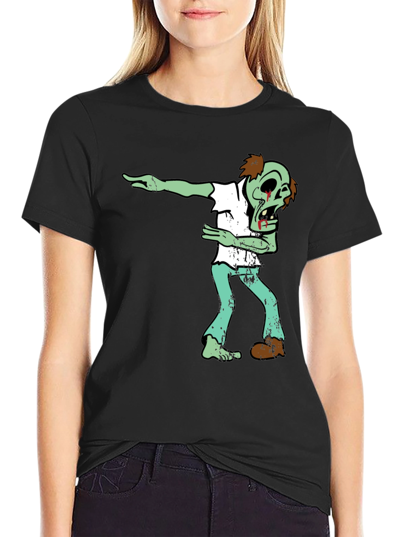 Black Zombie Dab Graphic Tee - Halloween Fun! view 2