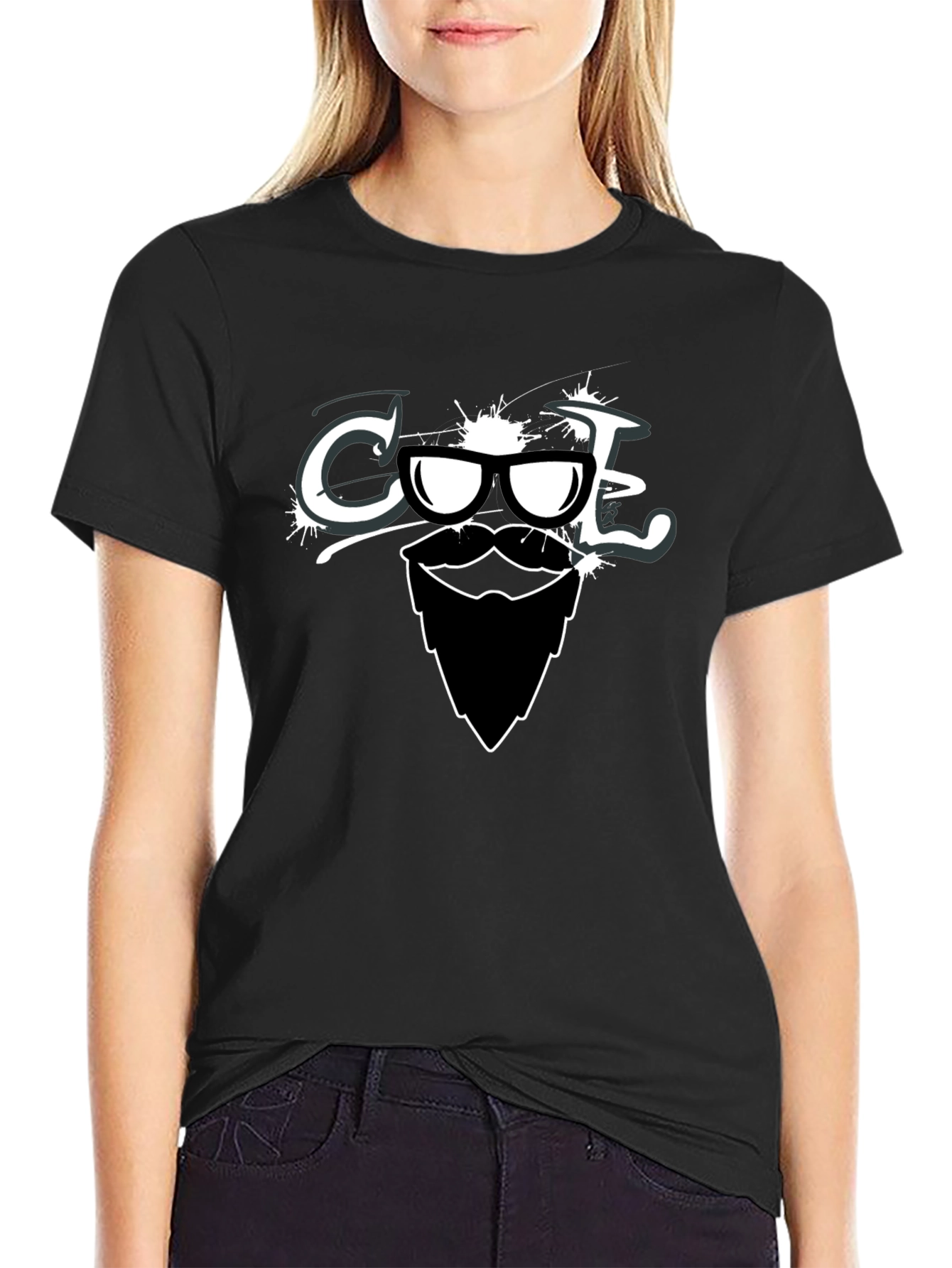 Black Cool Dude Graphic Tee - Beard & Sunglasses view 2