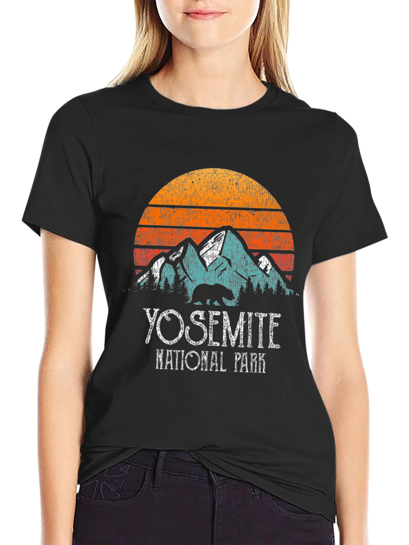 Black Yosemite National Park Vintage Graphic T-Shirt view 2