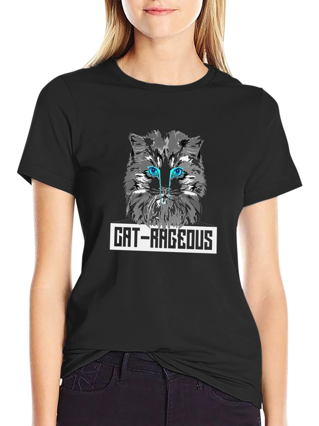 Black Cat-Rageous Graphic T-Shirt view 2