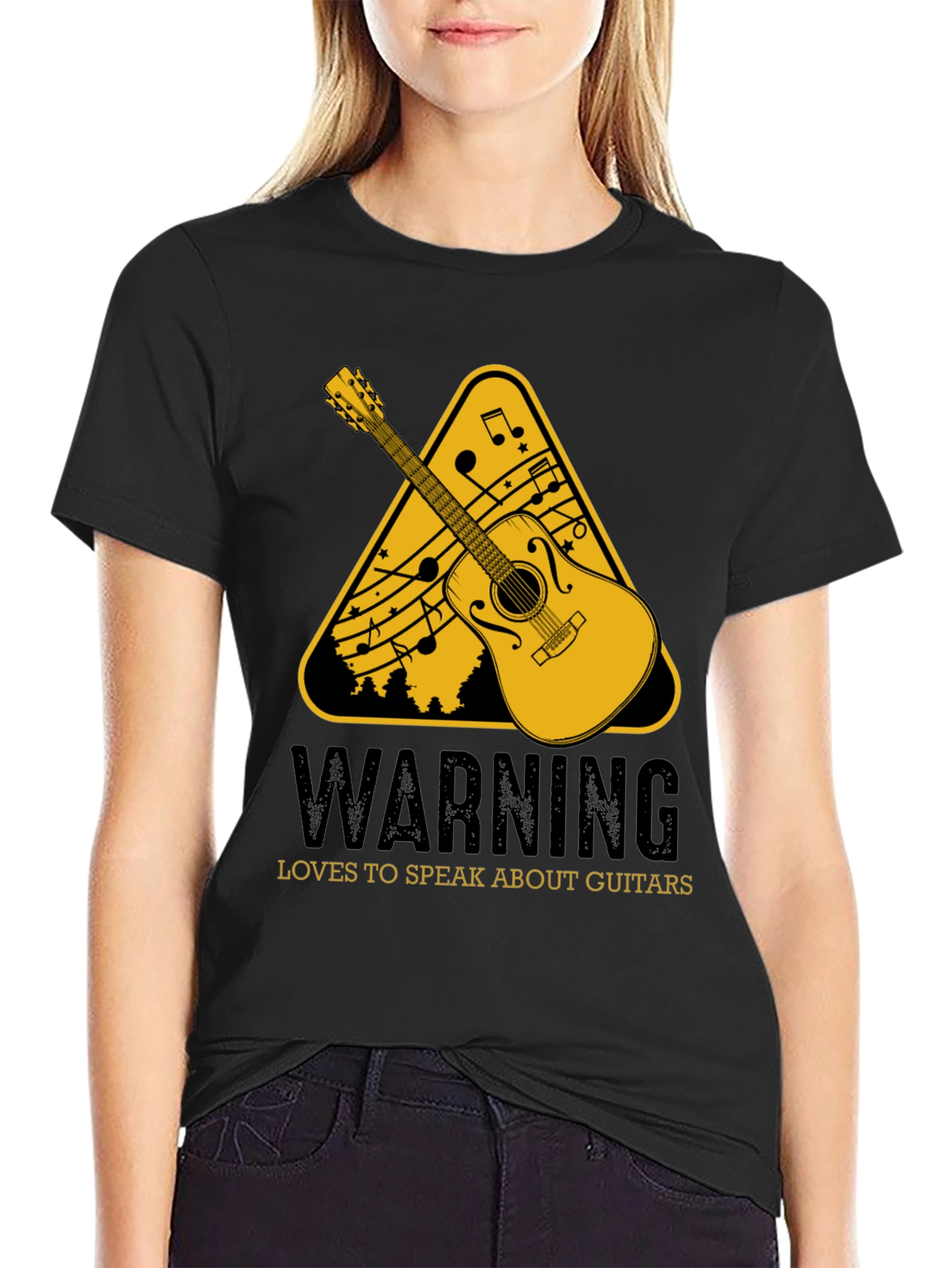 Black Guitar Lover's Warning T-Shirt view 2