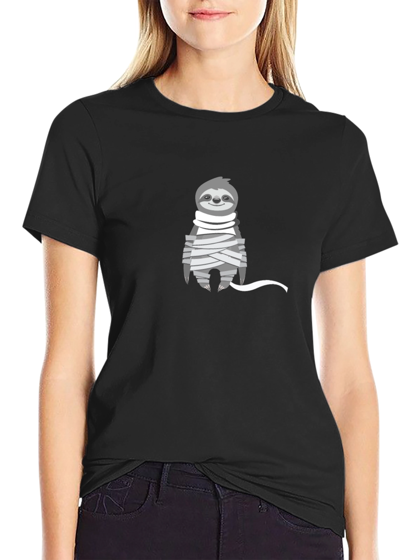 Black Sloth Mummy Graphic Tee - Halloween T-Shirt view 2