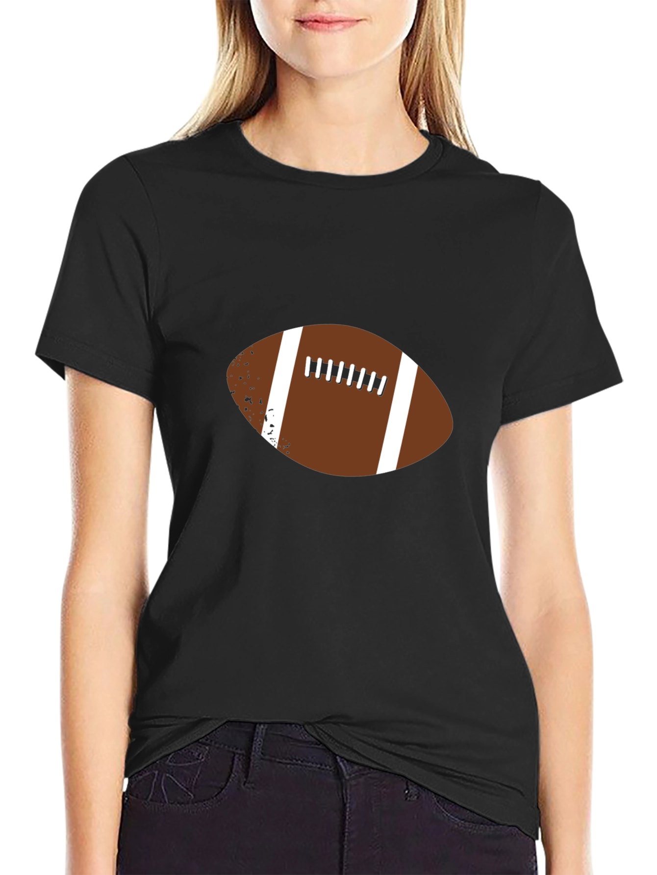 Black Football Graphic Tee - Classic Sports Style view 2