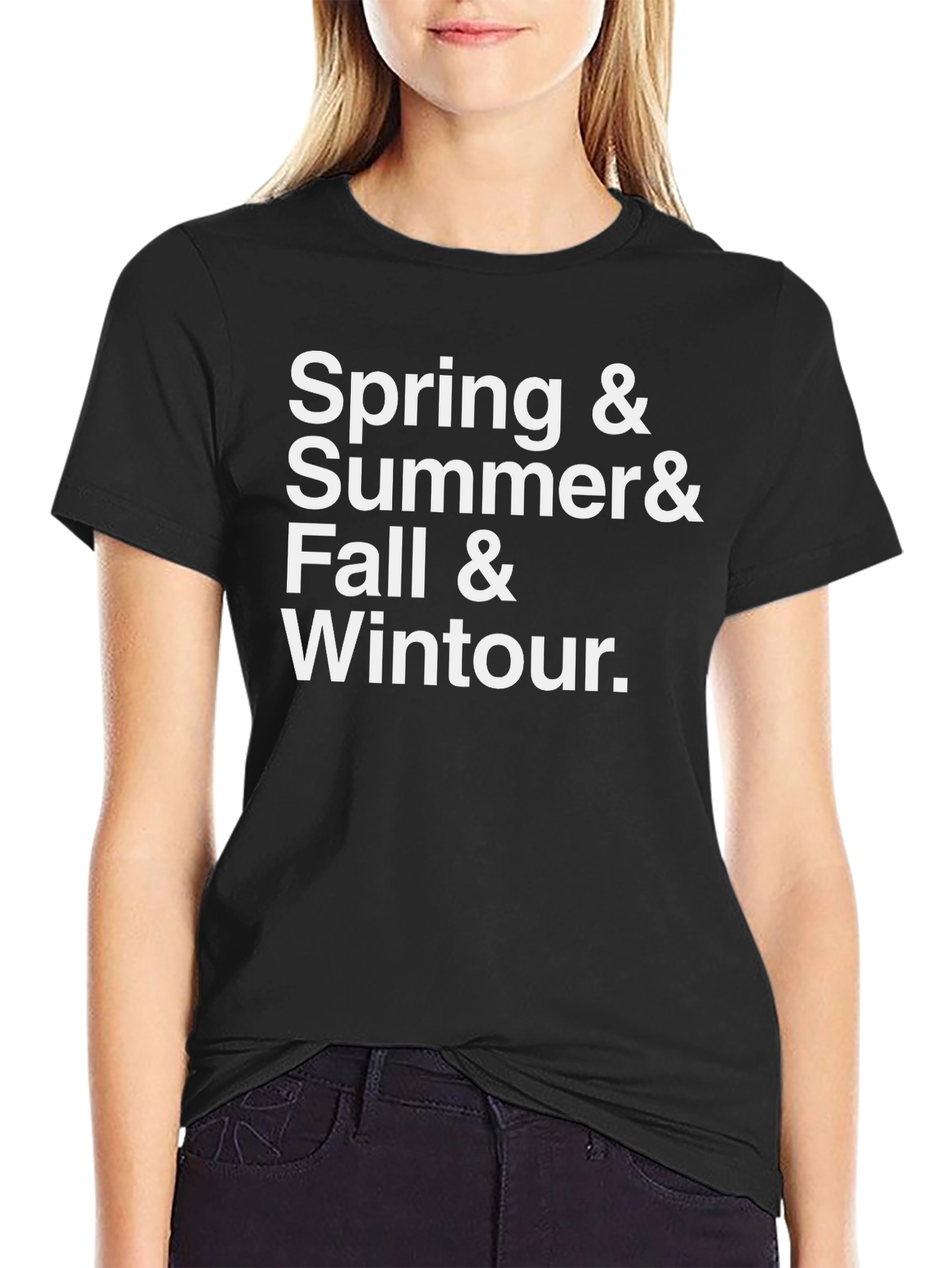 Black Spring, Summer, Fall, Wintour Black T-Shirt view 2