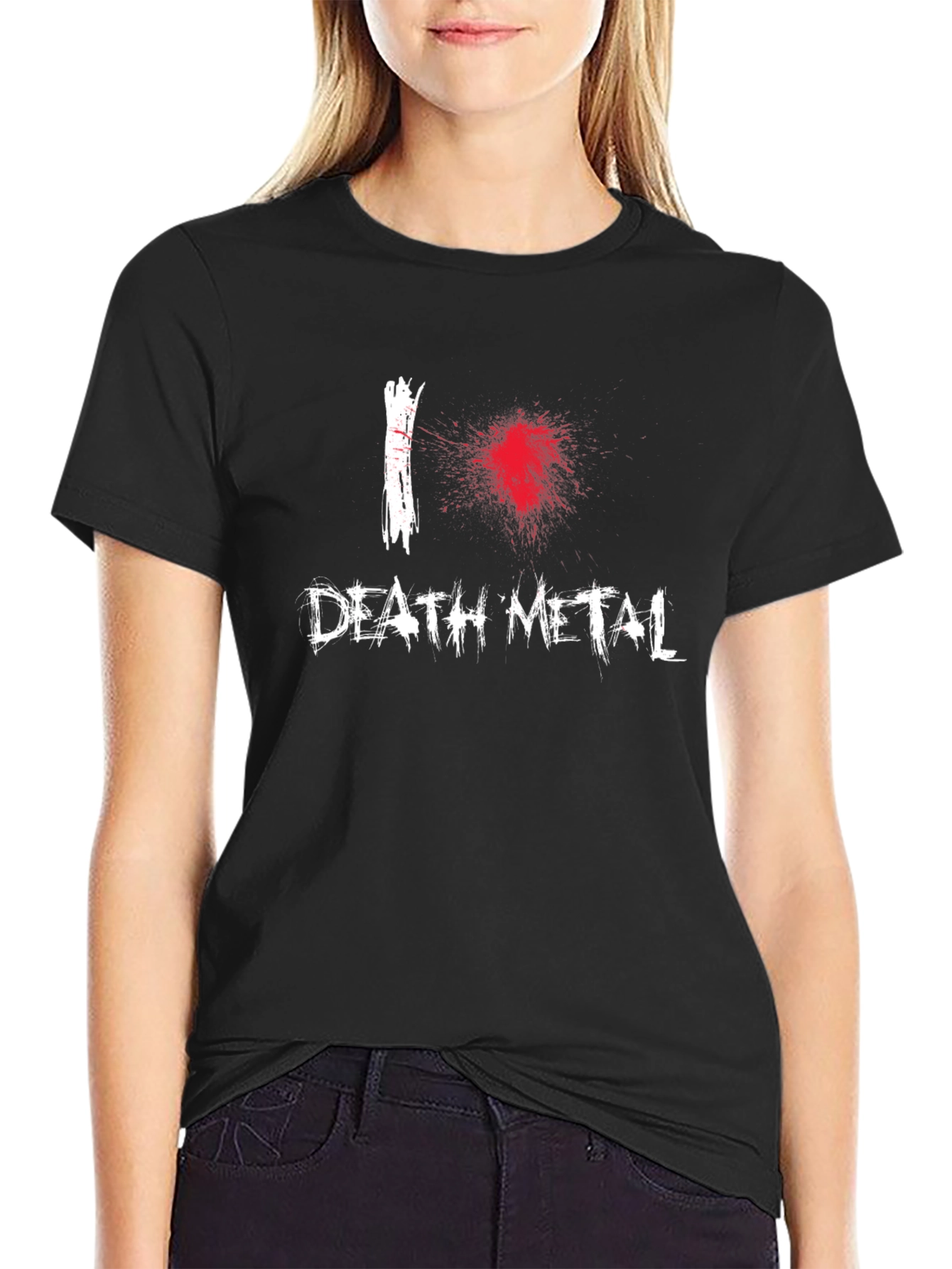 Black I Love Death Metal Black Graphic T-Shirt view 2