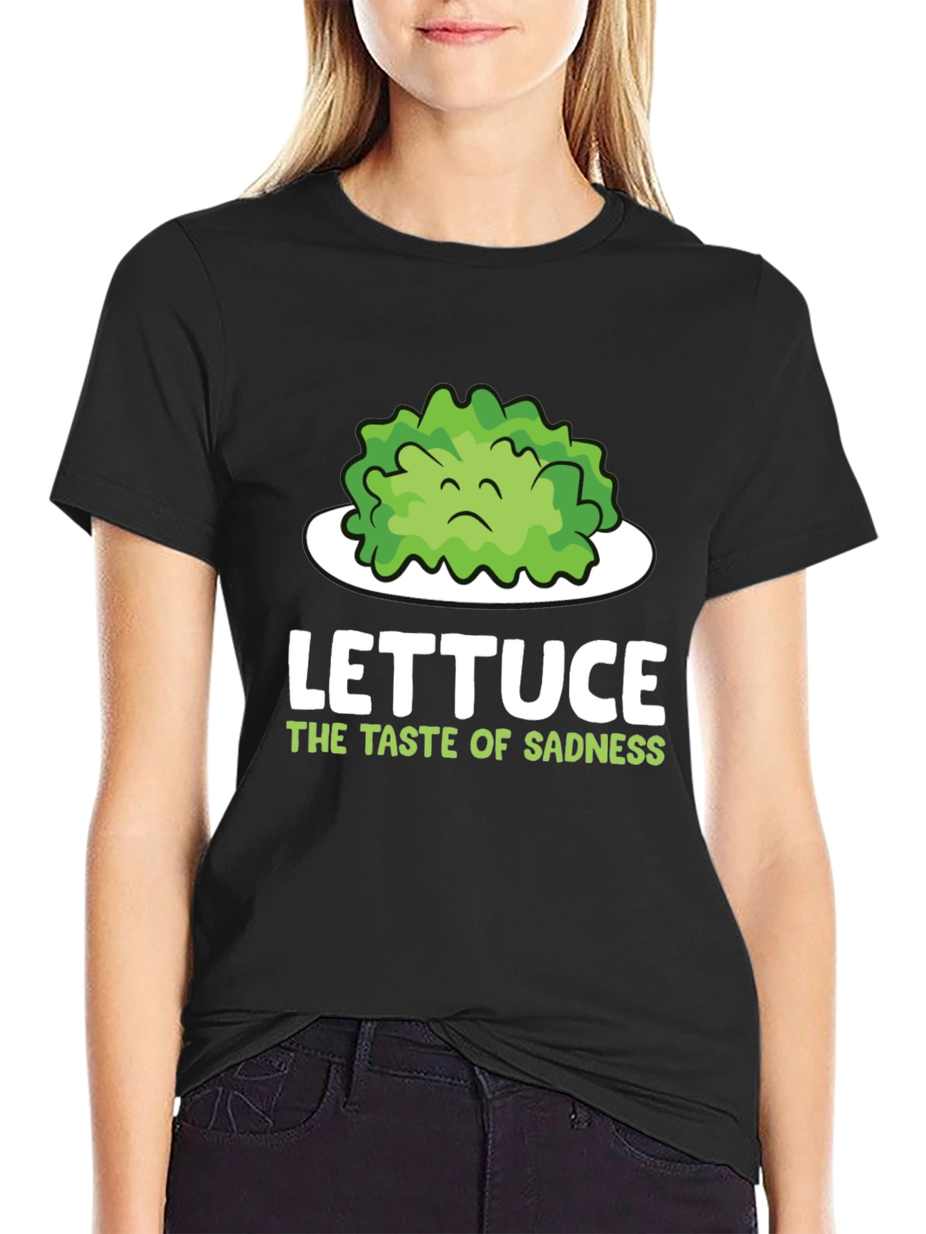 Black Lettuce Taste of Sadness T-Shirt - Funny Vegan Tee view 2