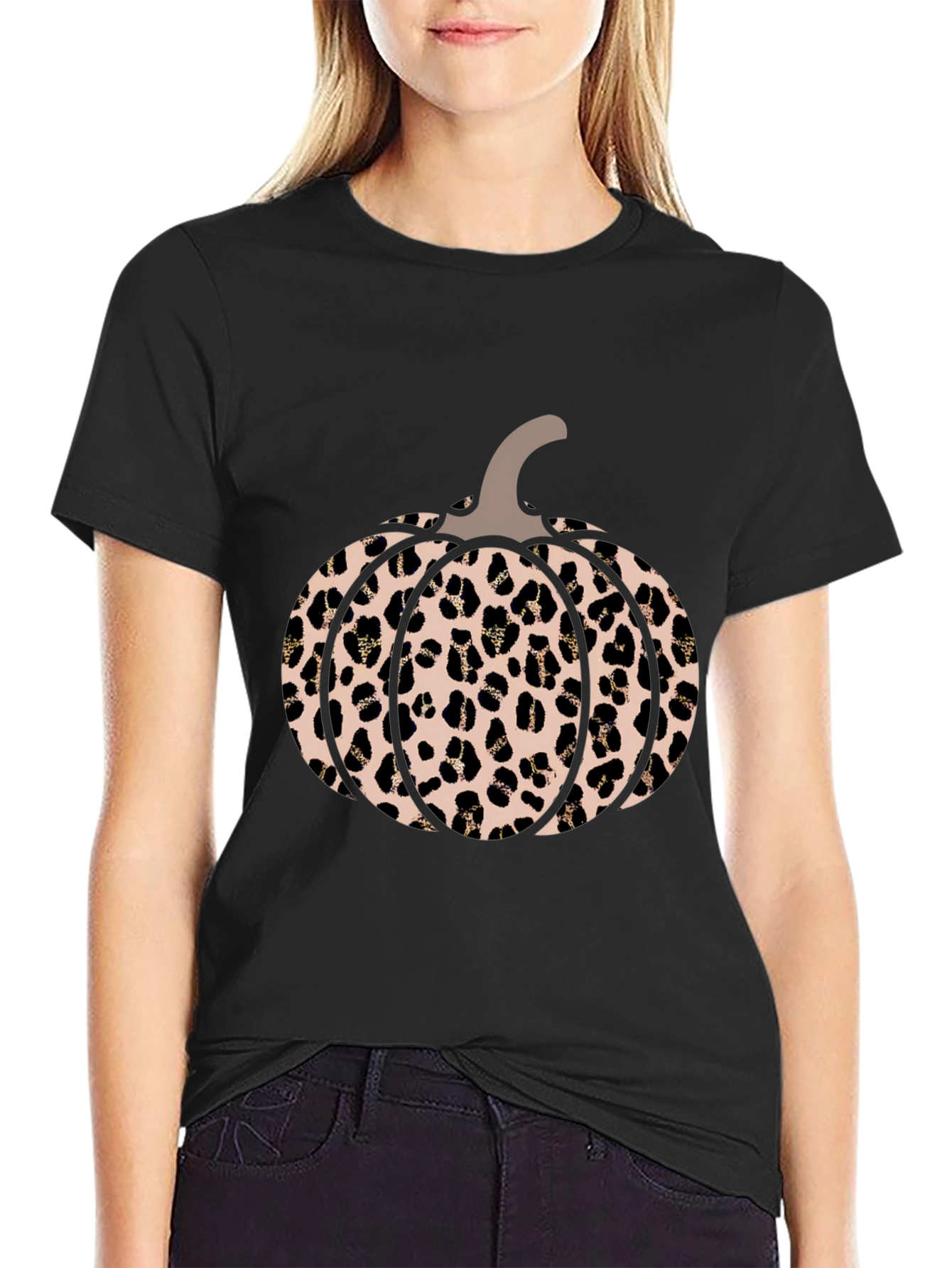 Black Leopard Pumpkin Graphic Tee view 2