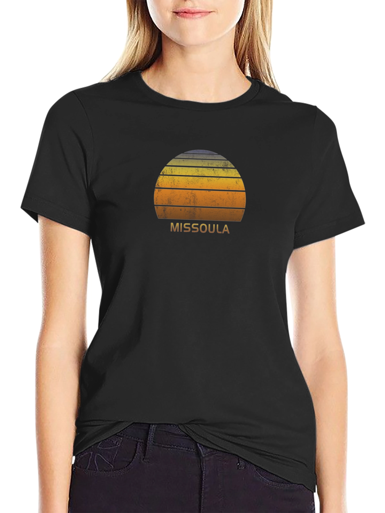 Black Missoula Retro Sunset T-Shirt view 2