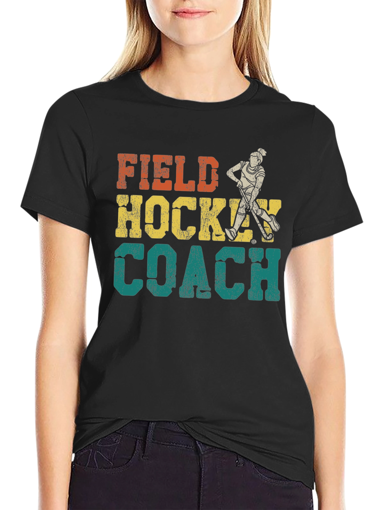 Black Field Hockey Coach Graphic Tee view 2