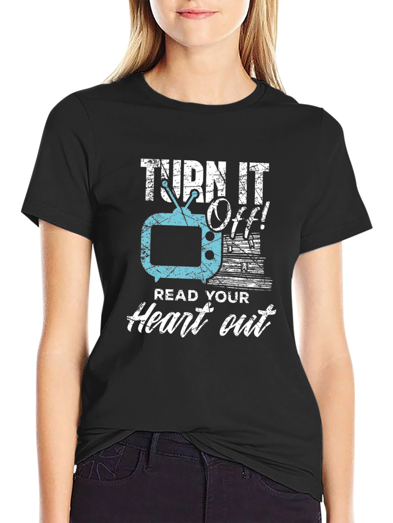 Black Turn It Off! Read Your Heart Out Tee view 2