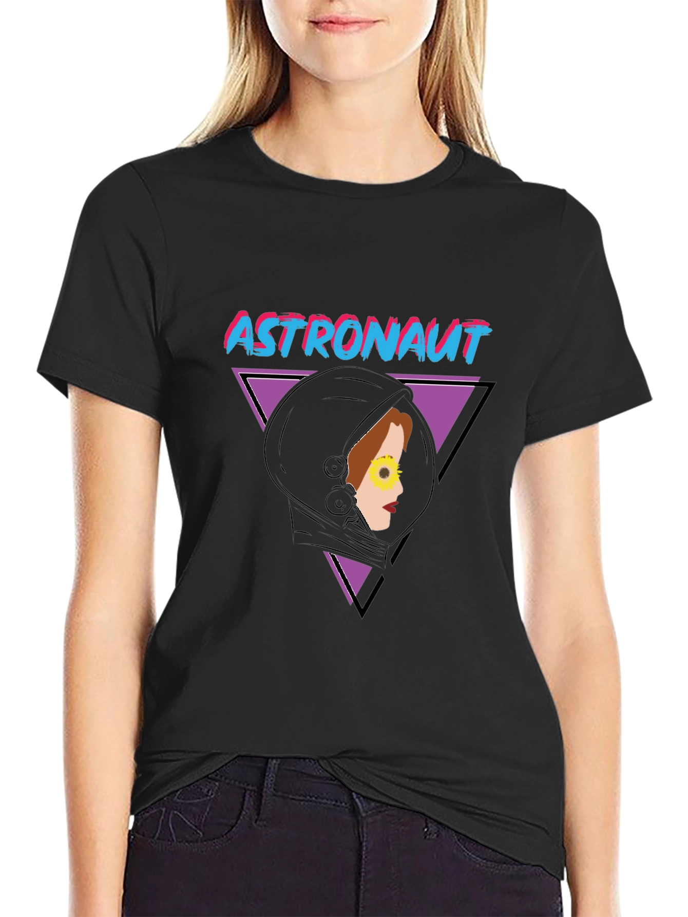 Black Astronaut Retro Graphic T-Shirt view 2