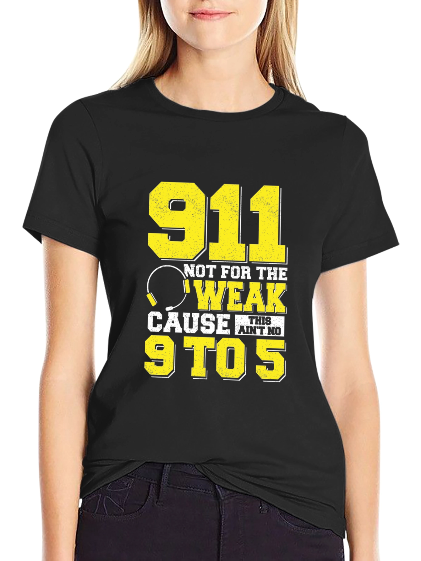 Black 911 Dispatcher Not For The Weak Graphic T-Shirt view 2
