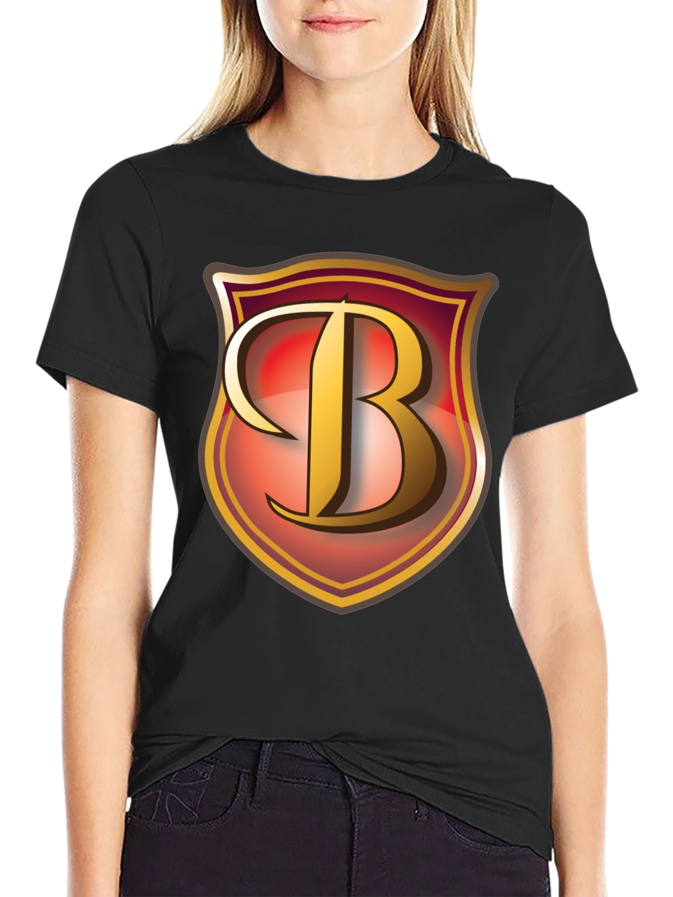 Black Letter B Shield Graphic T-Shirt view 2