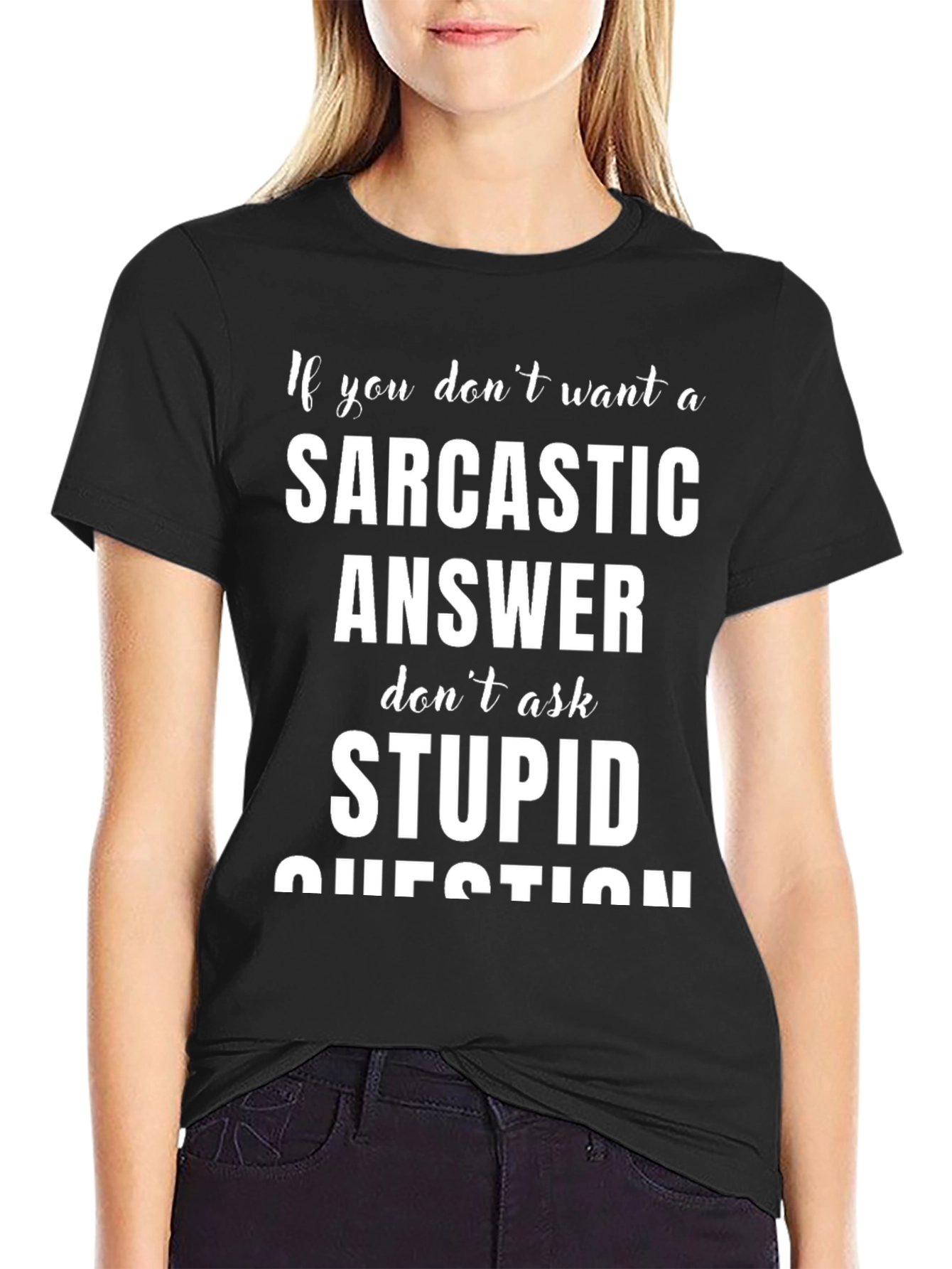 Black Sarcastic Answer Graphic T-Shirt view 2