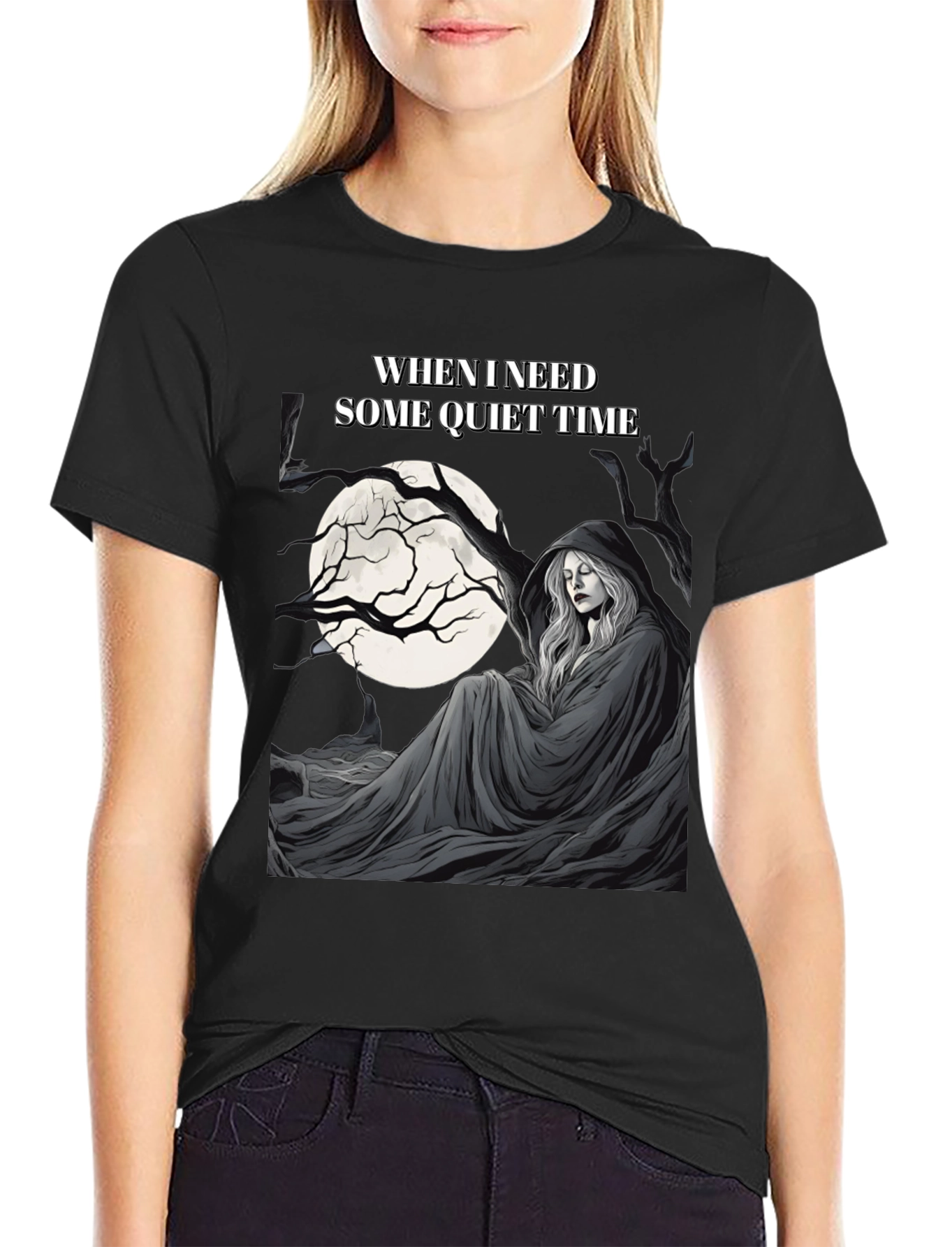 Black Quiet Time Graphic T-Shirt - Dark Humor Tee view 2