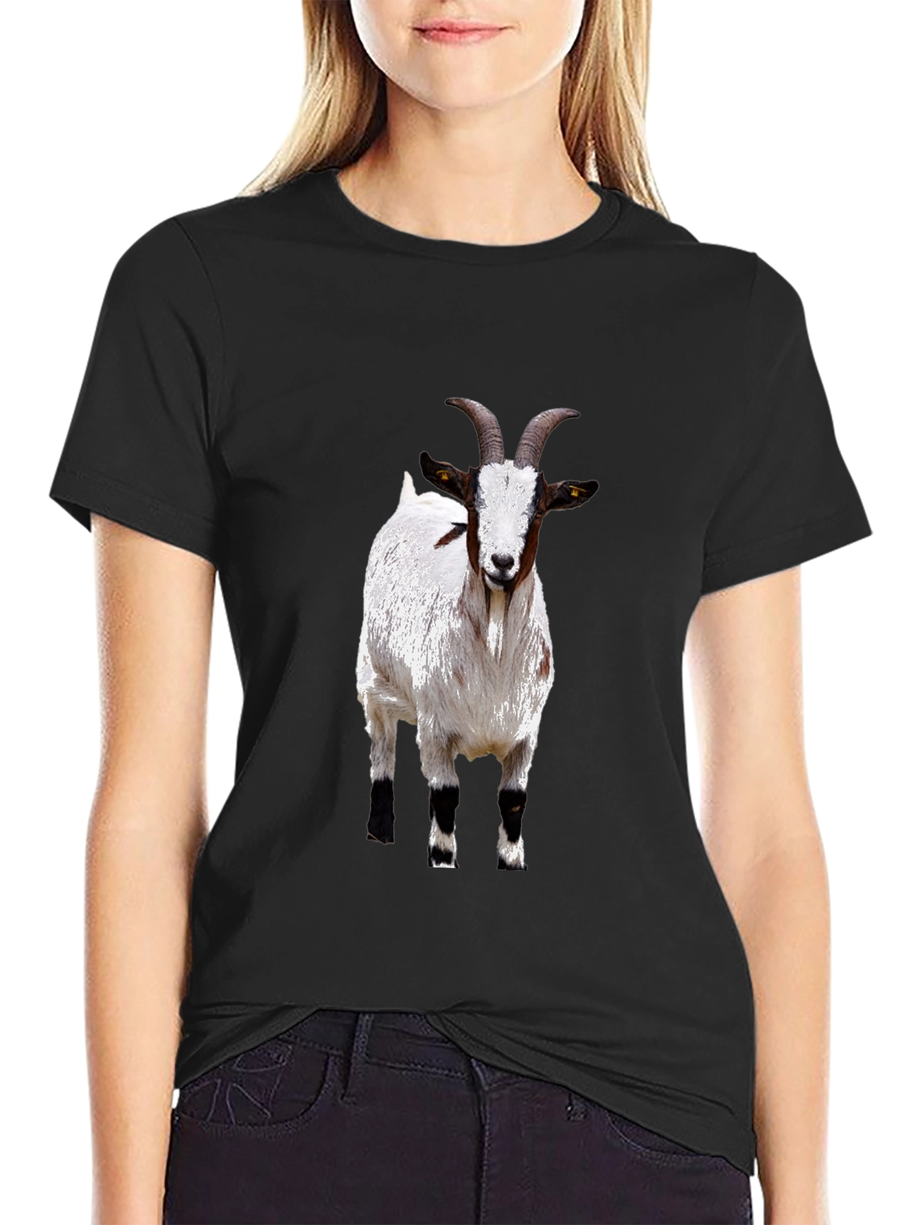 Black Goat Graphic Tee - Black Cotton T-Shirt view 2